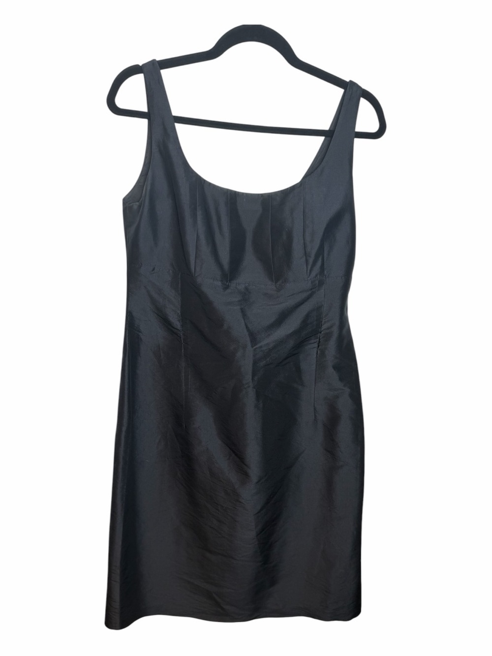 Valerie Stevens Navy 100% Silk Shell Sheath Dress Scoop Neck Sleeveless Knee 12